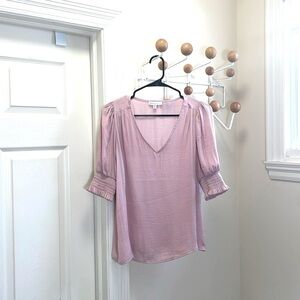 Maison D'Amelie - Classic Puffy Sleeve Blouse Top - Neutral Pink - S